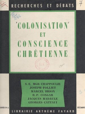 cover image of Colonisation et conscience chrétienne